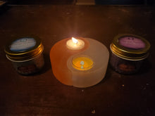 Load image into Gallery viewer, Yin Yang Orange and White Selenite Tealight Candle Holder