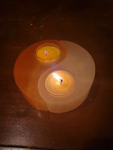 Load image into Gallery viewer, Yin Yang Orange and White Selenite Tealight Candle Holder