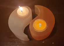 Load image into Gallery viewer, Yin Yang Orange and White Selenite Tealight Candle Holder