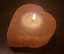 Load image into Gallery viewer, Orange Selenite 4" Heart Shaped Tealight Candle Holder