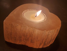 Load image into Gallery viewer, Orange Selenite 4" Heart Shaped Tealight Candle Holder