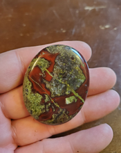 Load image into Gallery viewer, Dragon Bloodstone is mined in South Africa. Legend says the stone is the remains of deceased ancient dragons; the green being the skin and the red being the blood.