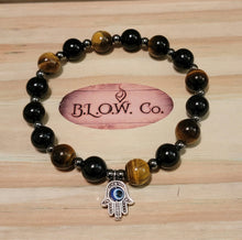 Load image into Gallery viewer, Black Tourmaline and Tigers Eye with Hamsa Hand for Protection from Negative People