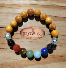 Load image into Gallery viewer, Custom 7 Chakra bracelets with Wooden Beads