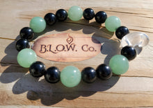 Load image into Gallery viewer, Green Aventurine / Black Obsidian with Clear Quartz Moon Bracelet