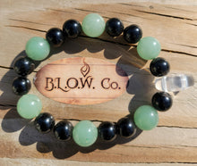 Load image into Gallery viewer, Green Aventurine / Black Obsidian with Clear Quartz Moon Bracelet