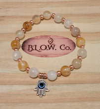 Load image into Gallery viewer, Golden Healer Quartz custom Bracelet w/ Hamsa Hand