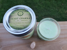Load image into Gallery viewer, Heart Chakra  Location – Heart region Purpose – Love, Joy, Inner-peace Element – Air Crystal – Rose Quartz & Green Aventurine  Affirmation – I am giving and receiving love effortlessly and unconditionally. Oils – Ylang Ylang, Eucalyptus, Lime, Peppermint