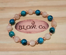 Load image into Gallery viewer, Peach Moonstone and Chrysocolla Custom Bracelet for Menstruation