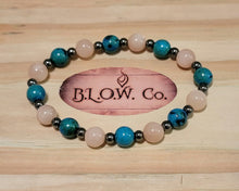 Load image into Gallery viewer, Peach Moonstone and Chrysocolla Custom Bracelet for Menstruation