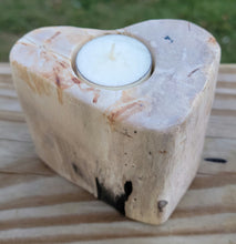 Load image into Gallery viewer, Petrified Wood Teal Light Candle Holder