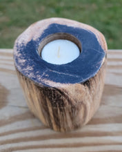 Load image into Gallery viewer, Petrified Wood Teal Light Candle Holder