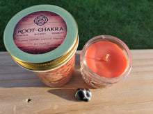 Load image into Gallery viewer, Root Chakra  Location – Base of spine Purpose – Survival, Security, Stability Element – Earth Crystal – Red Jasper or Hematite  Affirmation – I am a divine being of light. I am peaceful, I am protected, and secure.” Oils – Bergamot, Patchouli, Cedarwood, Tangerine