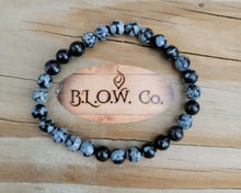 Load image into Gallery viewer, Snowflake Obsidian Bracelet