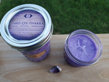 Load image into Gallery viewer, Third Eye Chakra  Location – Middle of the Forehead Purpose – Intuition, Imagination, Wisdom, Ability to think and make decisions Element – Light Crystal – Amethyst  Affirmation – “I am tuned into the divine to follow the path towards my purpose.” Oils – Lemon and Grapefruit, Mint, Basil, Rosemary