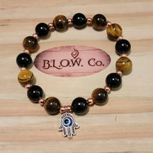 Load image into Gallery viewer, Black Tourmaline and Tigers Eye with Hamsa Hand for Protection from Negative People
