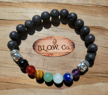 Load image into Gallery viewer, Custom 7 Chakra bracelets with Lava Stone
