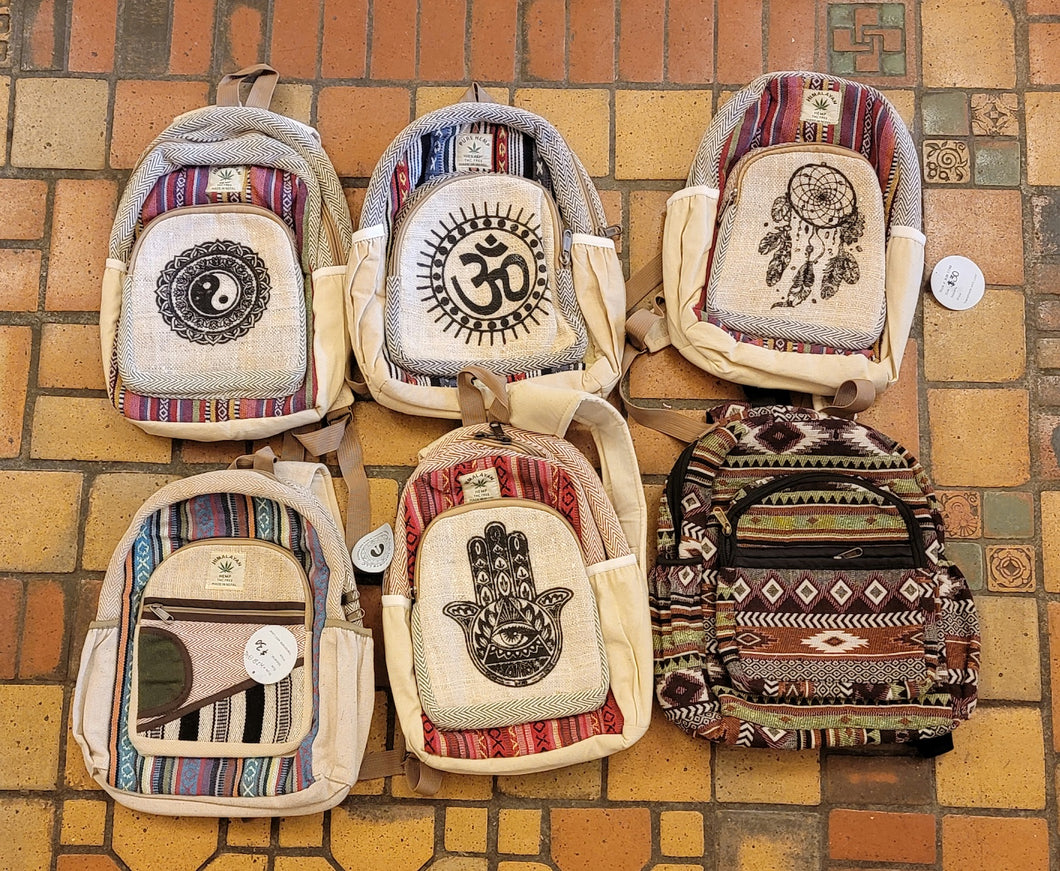 Small Himalayan Hemp Backpack Dreamcatcher