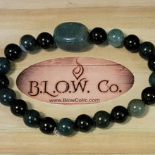 Load image into Gallery viewer, Moss Agate and Black Tourmaline Custom Bracelet

