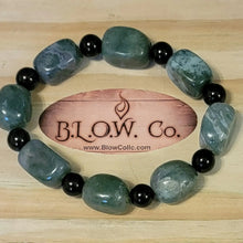 Load image into Gallery viewer, Moss Agate and Black Tourmaline Custom Bracelet
