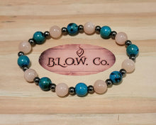 Load image into Gallery viewer, Peach Moonstone and Chrysocolla Custom Bracelet for Menstruation
