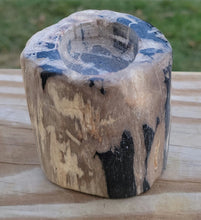 Load image into Gallery viewer, Petrified Wood Teal Light Candle Holder
