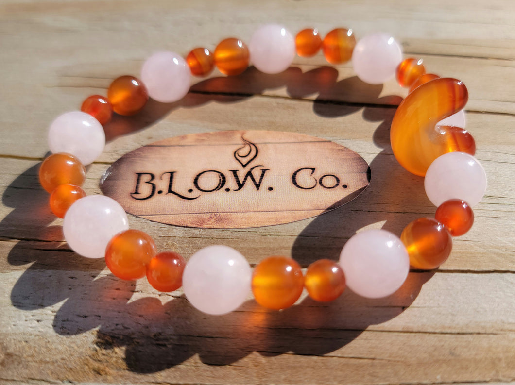 Rose Quartz and Carnelian Bracelet