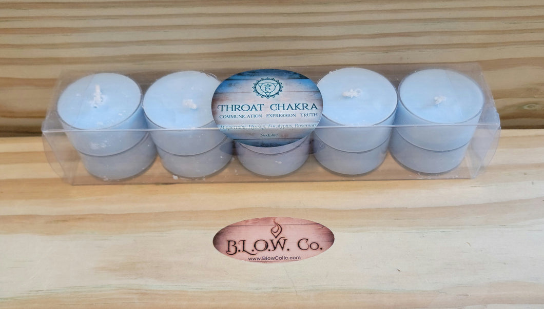 Throat Chakra Essential Oil Tea Light Set pack of 10